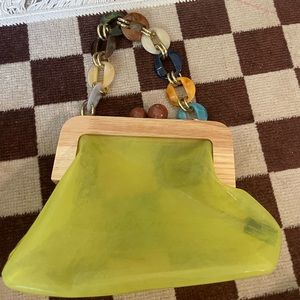 Vintage Beaded Green Clear Purse